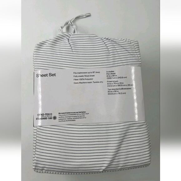 Striped 4pcs Sheet Set- Microfiber - Picture 2 of 2